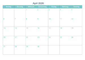April 2026 Kalender