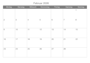 Februar 2026 Kalender