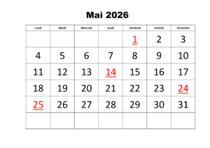 2026 Mai Kalender Mit Notizen