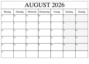 August 2026 Kalender